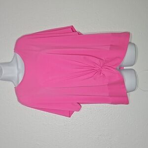 Gap Fit heathered pink pull over crew neck crop top with ruched twist front XXL